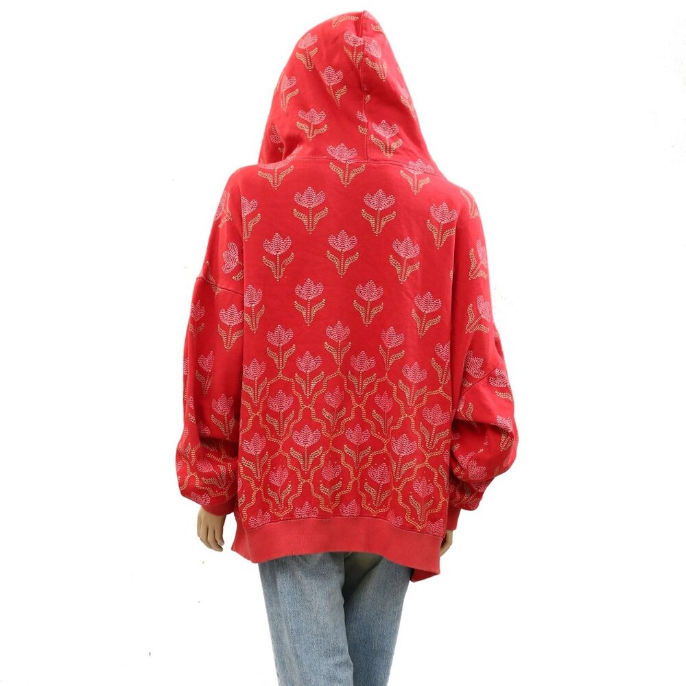 Free People We The Free Floral Printed Hoodie Top Oversize Long Sleeve XL 286499 - Picture 2 of 7
